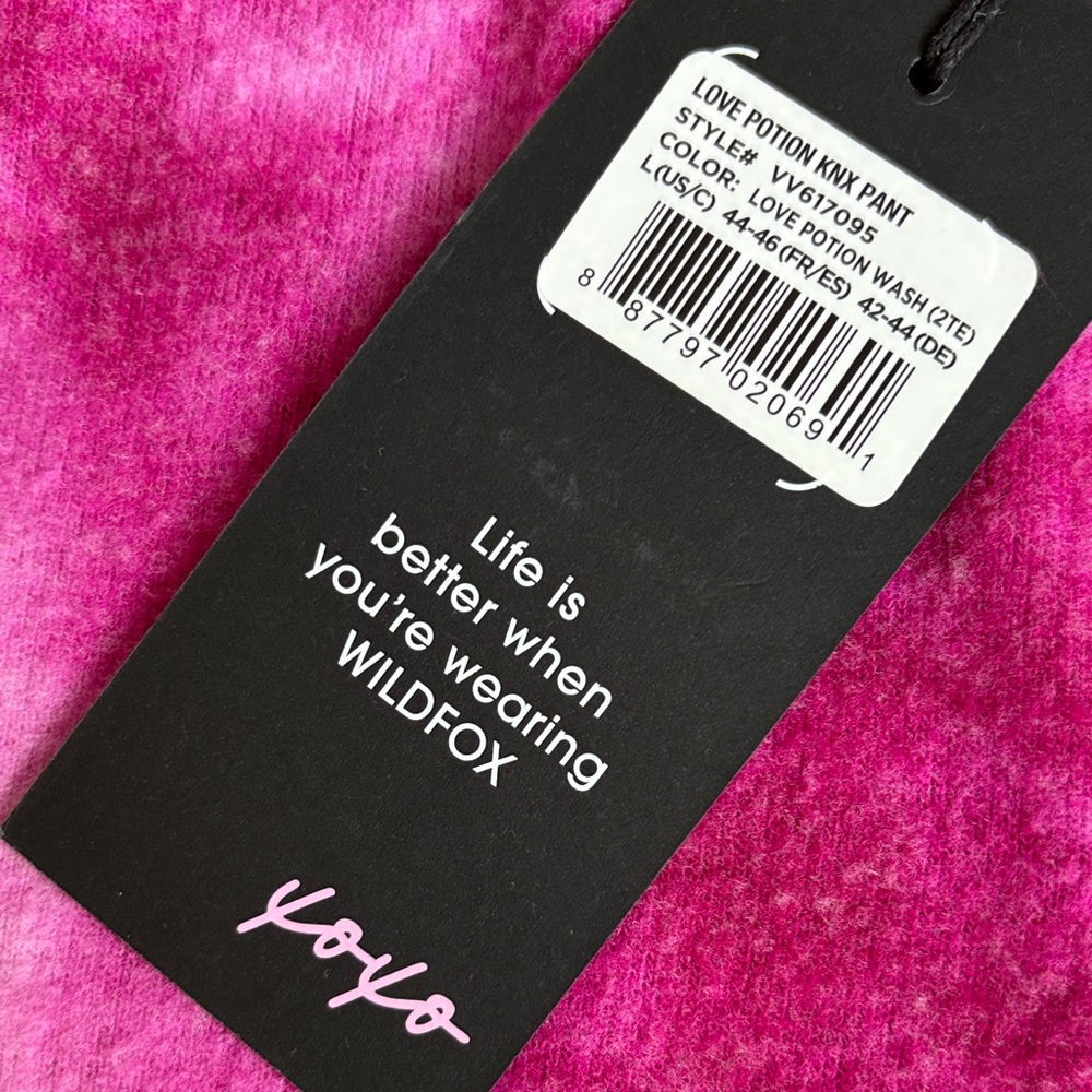 Wildfox Love Potion Knox Tie Dye Wash Hot Pink Knit Joggers LG NWT cozy comfy - Picture 5 of 14